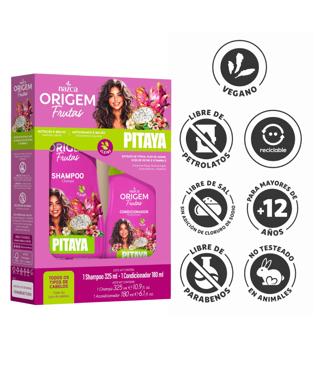 Kit Shampoo + Acondicionador Origem Frutas Pitaya - Imagen 2