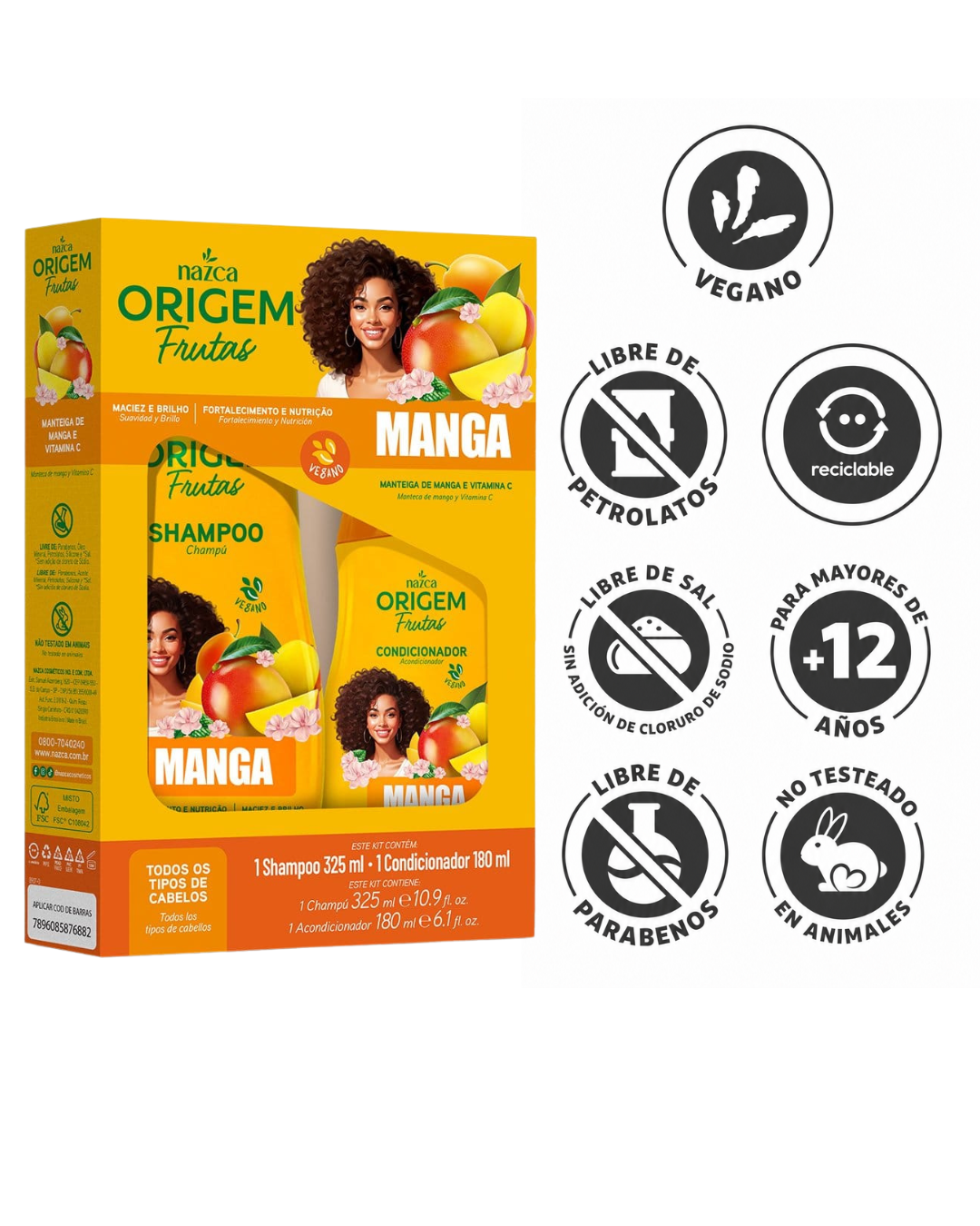 Kit Shampoo + Acondicionador Origem Frutas Mango - Imagen 2