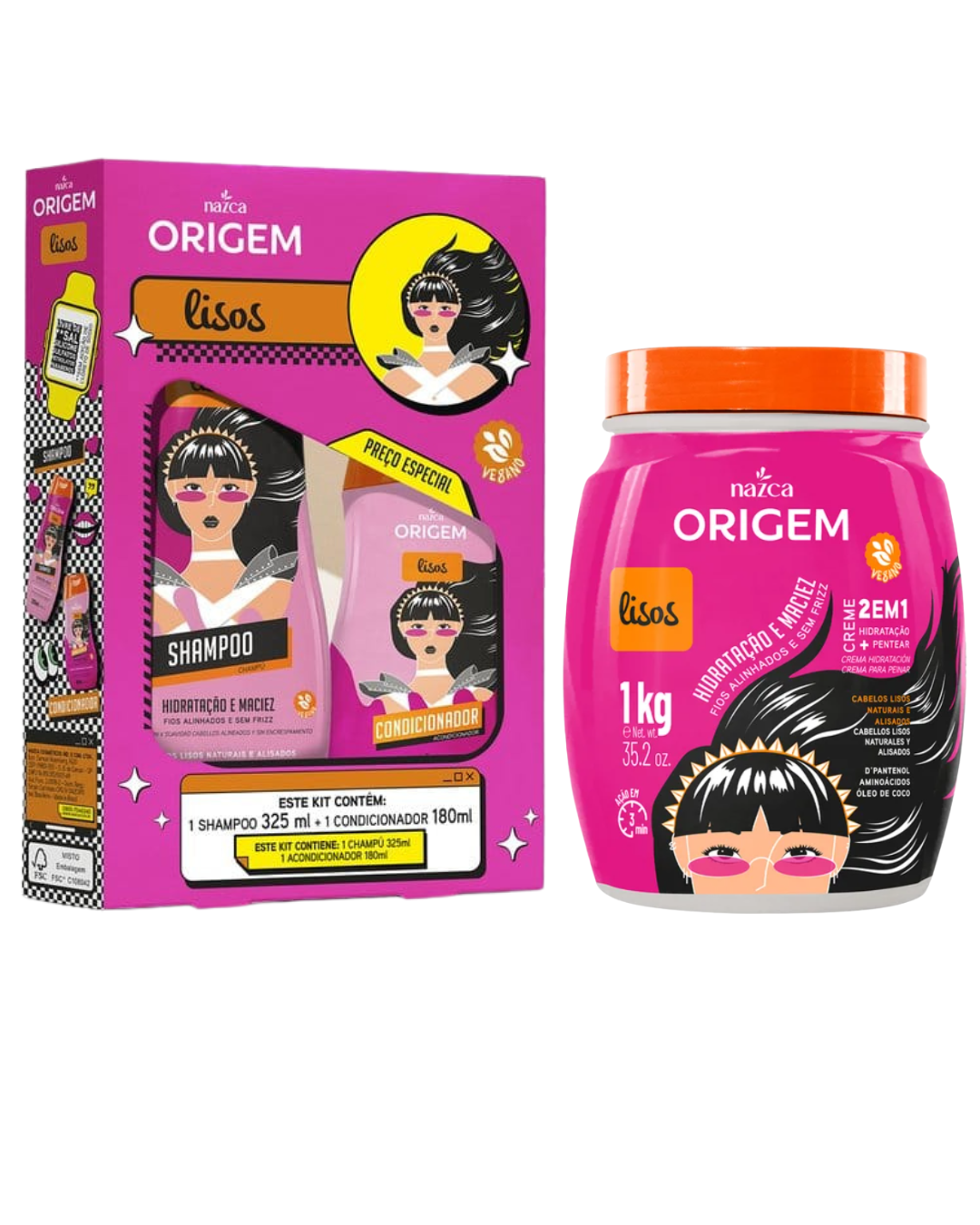 Pack Completo Origem Lisos | Rutina de Hidratación, Alineación y Control del Frizz