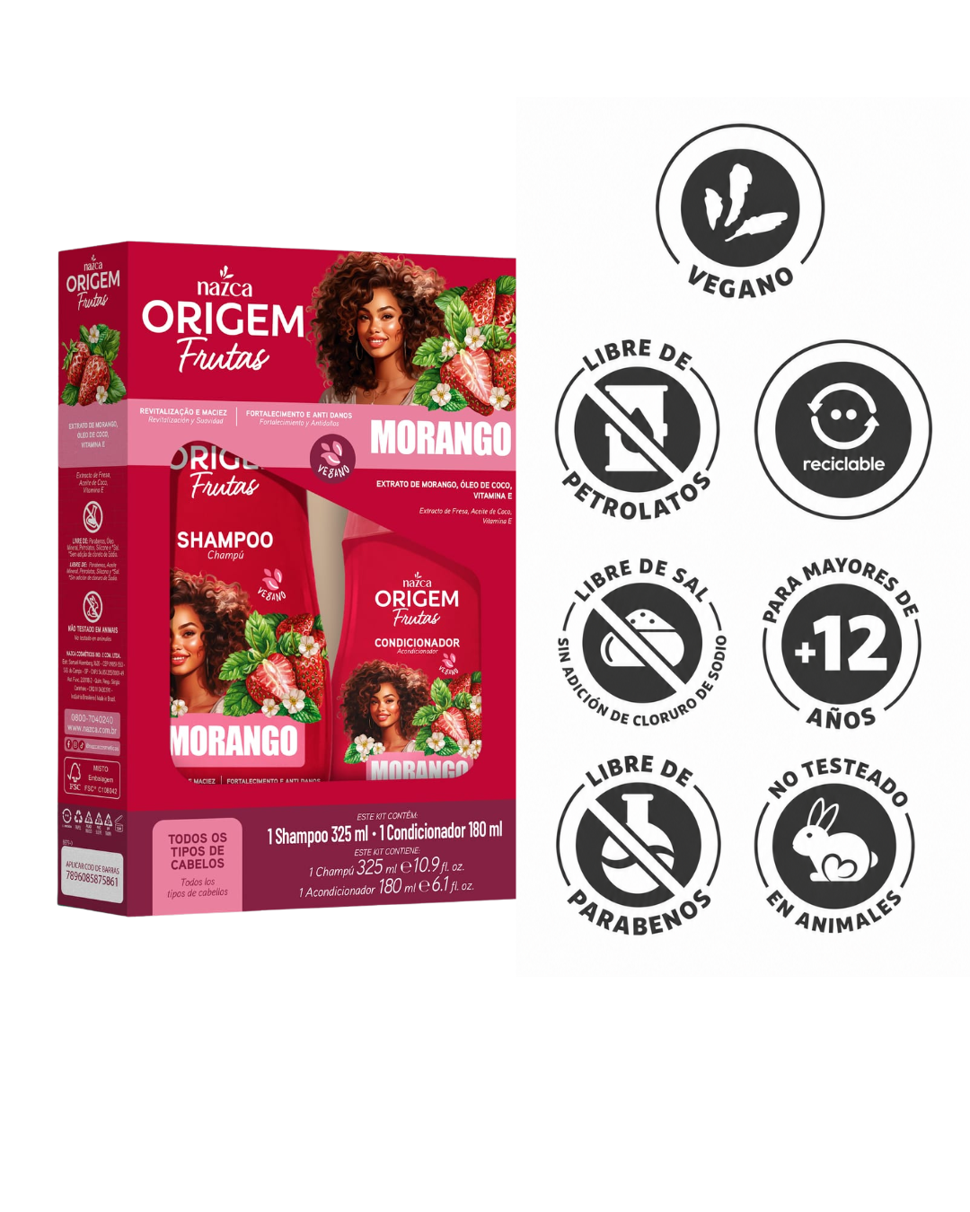 Kit Shampoo + Acondicionador Origem Frutas Fresa - Imagen 2