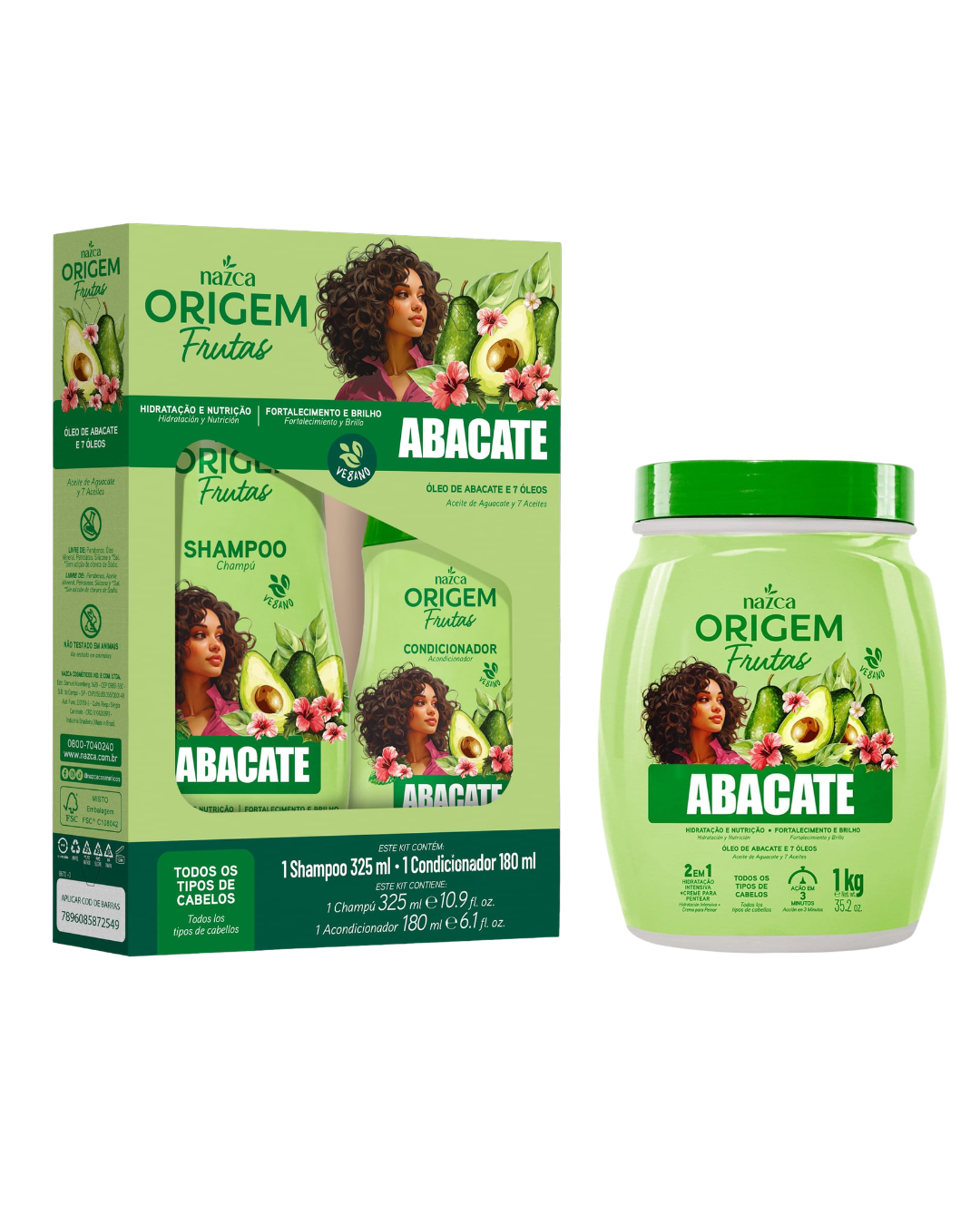 Pack Completo Origem Frutas Aguacate | Rutina de Nutrición, Hidratación y Control del Frizz