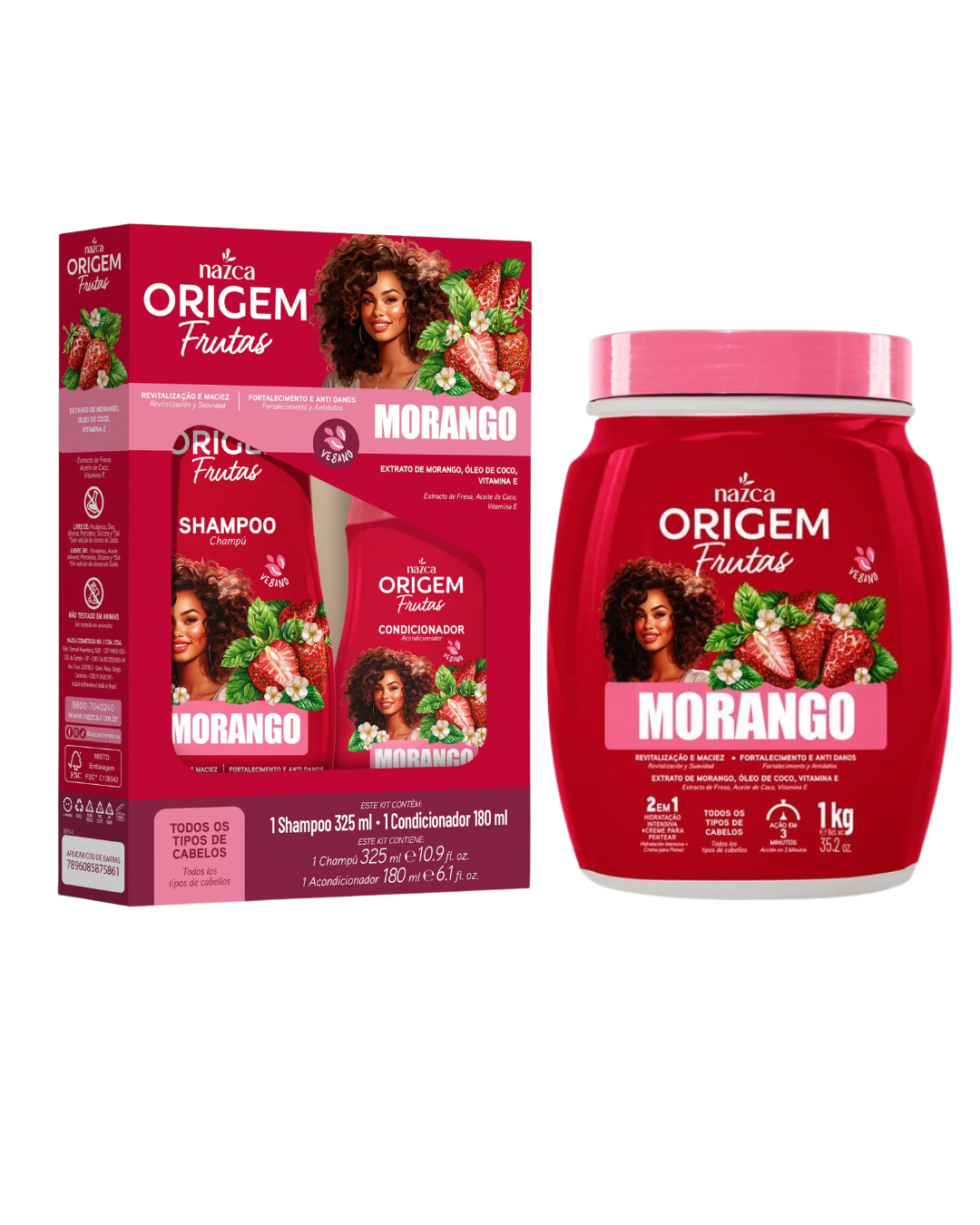 Pack Completo Origem Frutas Fresa | Rutina de Hidratación y Control del Frizz