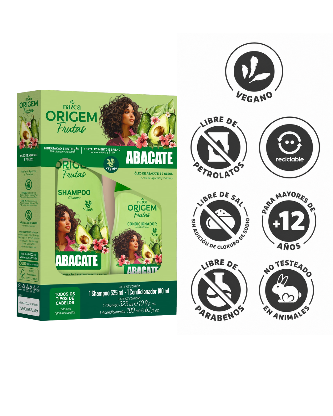 Kit Shampoo + Acondicionador Origem Frutas Aguacate - Imagen 2